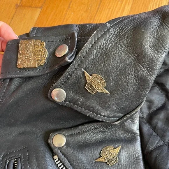 80s Vintage Fringe Motorcycle Jacket w Harley Patches - Picture 6 of 9